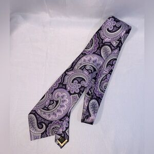 Countess Mara Tie Silk Paisley Purple Black White Designer Necktie